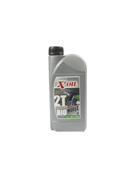 Huile X'OIL 2 temps biodégradable en 1 litre pour tout Moteur 2 temps refroidis par eau. Indice de viscosité ASTM D2270 167. Av
