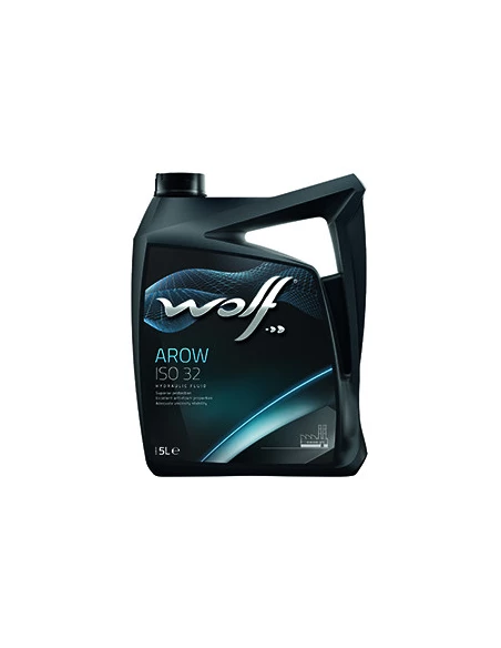 Huile hydraulique WOLF AROW ISO32. Densité à 15°C: 872 kg/ml. Viscosité à 40°C/100°C: 31,4/5,4 mm²/s. Indice de viscosité: 106.