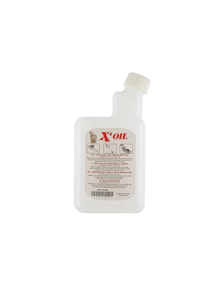 Bouteille en plastique pour mélange 2 Temps - Graduée à 1/25, 1/32, 1/40, 1/50