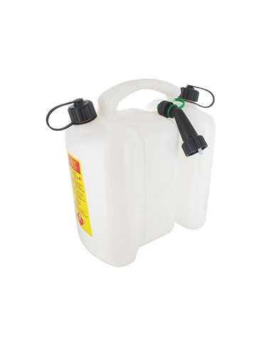 Jerrican double usage TECOMEC, blanc, d'une contenance de 3 + 6 litres. Norme UN: 3H1W/Y/150/D