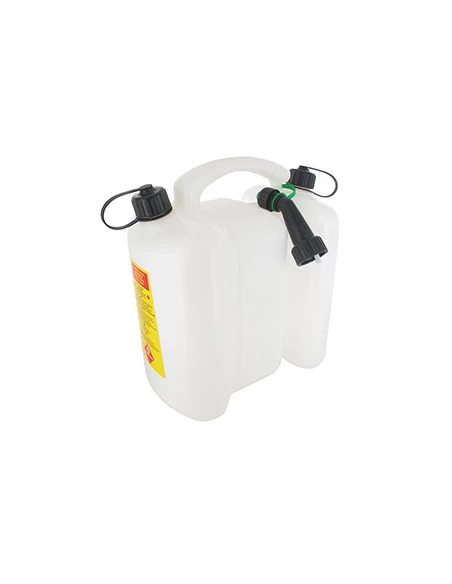 Jerrican double usage TECOMEC, blanc, d'une contenance de 3 + 6 litres. Norme UN: 3H1W/Y/150/D