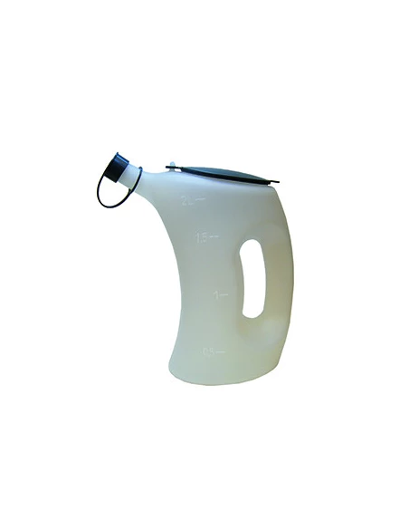 Broc gradué en plastique d'une contenance de 2 litres.