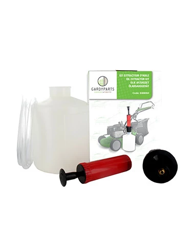 Kit de vidange - Livrée avec une pompe - 2 durites huile et essence, un récipient de récolte d'huile ou essence de 1,4 L - Un ra
