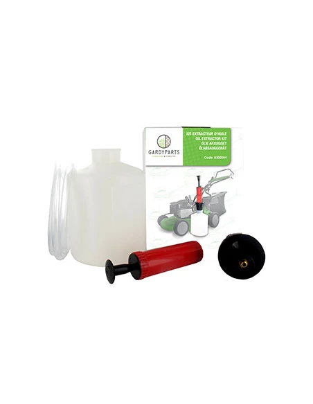 Kit de vidange - Livrée avec une pompe - 2 durites huile et essence, un récipient de récolte d'huile ou essence de 1,4 L - Un ra