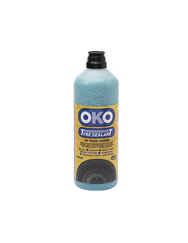 Flacon d'anti-crevaison préventif et curatif OKO BLEU - VL sur route. 1,25 litre avec outil de démontage de valve et flexible de