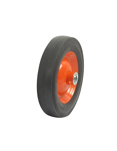 Roue PRO en acier sur roulement moyeu déporté adaptable pour LAWN BOY couleur orange, avec graisseur - Profil lisse - Ø: ext: 20