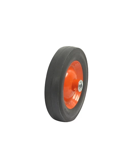 Roue PRO en acier sur roulement moyeu déporté adaptable pour LAWN BOY couleur orange, avec graisseur - Profil lisse - Ø: ext: 20