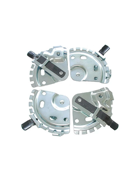 Kit de 4 relevages de roue à adapter sur carter tondeuse (7 positions de hauteur). Vendu en 2 sachets de 2 pièces.