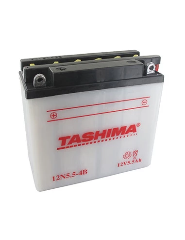 Batterie plomb TASHIMA 12V, 5,5A. L: 135, l: 60, H:130mm, + à gauche. (livrée avec acide séparé). - Batterie à mettre en acide a