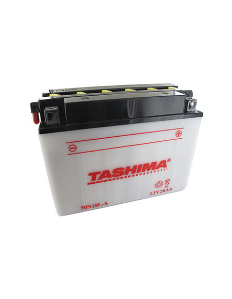 Batterie plomb TASHIMA renforcée pour autoportée et utilitaire 12V, 20A. L: 205, l: 90, H:162mm, + à droite. (livrée avec acide