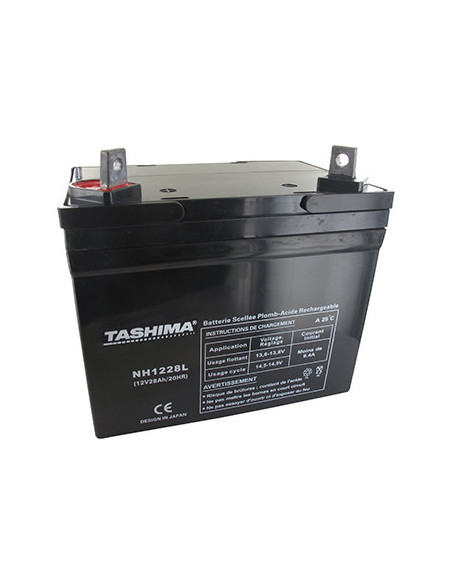 Batterie TASHIMA agm 100% étanche 12V, 28A pour autoportée. L: 195, l: 130, h: 180, + à gauche. - Batterie à mettre en acide ava