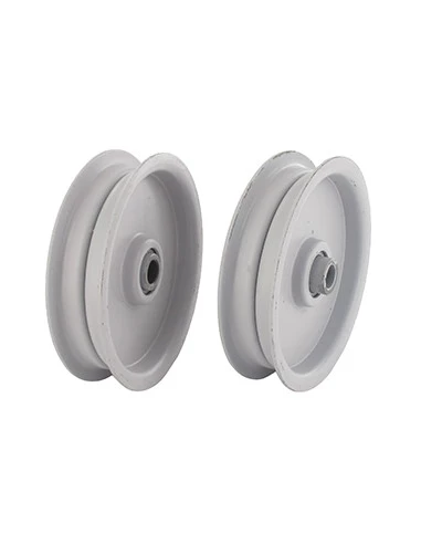 Poulie tendeur à gorge plate adaptable avec rebords . Ø: ext: 95,25mm, alésage: 9,5mm.