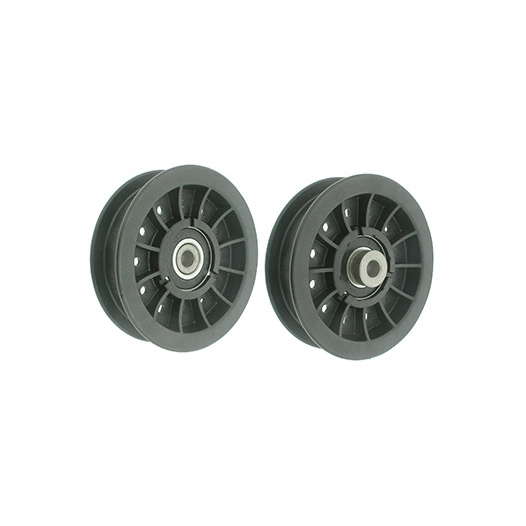 Poulie en résine à gorge plate sur roulement adaptable sur MTD pour coupe de 46''- H: 28,6mm, Ø: ext: 101,6mm, Ø int: 9,5mm. Rem