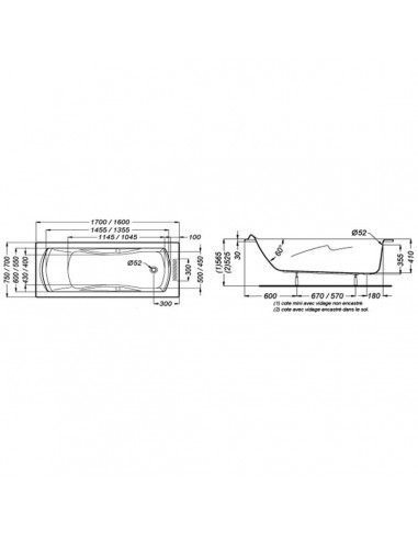 Baignoire Ulysse 2 Rectangulaire Porcher