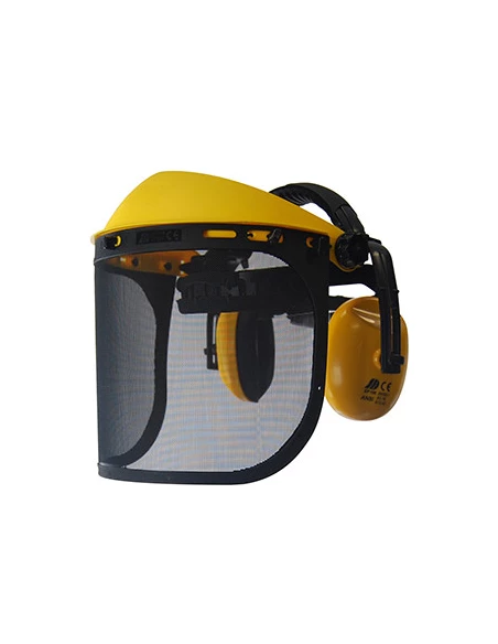 Visière de protection, écran grillagé extra large avec anti-bruit. Norme EN1731 F - EN352-1.