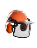 Pack multisystème forestièr 3M™ Peltor™ avec casque modèle H700 ventilé orange avec harnais à crémaillère et basane synthétique