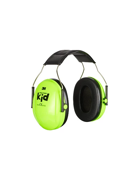 Casque anti-bruit 3M™ Peltor™ modèle KID vert néon, type serre-tête et destiné à un usage enfants de 1 à 7 ans, 27dB, 175g.