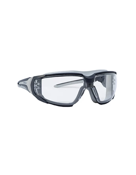 Lunettes masques de sécurité (45 m/s) compact avec champ de vision large. Branches ajustables en inclinaison avec extrémité anti