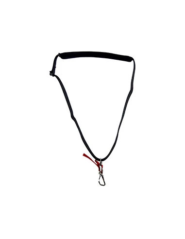 Harnais pour débroussailleuse, sangle simple réglable avec protection d'épaule et crochet de sécurité à libération rapide.