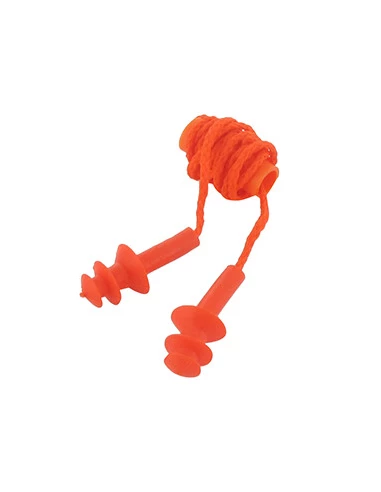 Bouchon anti-bruit réutilisable (25db) en caoutchouc avec cordelette nylon. Vendu par Boite de 50 paires - Agréation EN352-2