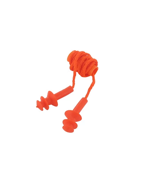 Bouchon anti-bruit réutilisable (25db) en caoutchouc avec cordelette nylon. Vendu par Boite de 50 paires - Agréation EN352-2