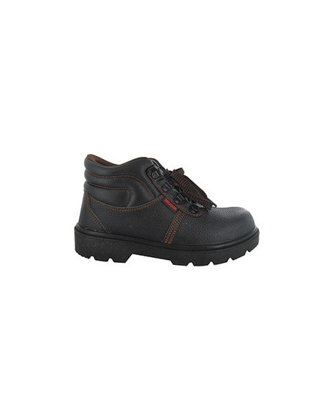 Chaussure de sécurité coupe haute, tige cuir, doublure textile, semelle PU, embout acier. ISO 20345:2011 - S3 - SRA. Taille 44.