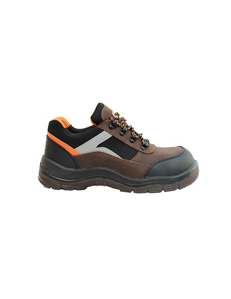 Chaussures de sécurité coupe basse, tige cuir, nubuck et Cordura, doublure Mesh 3D, semelle PU, embout et semelle acier. ISO 203