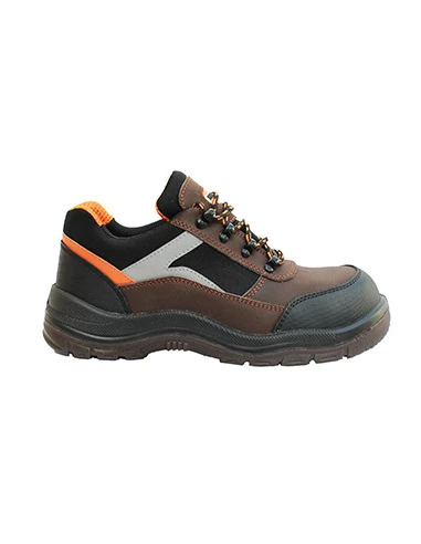 Chaussures de sécurité coupe basse, tige cuir, nubuck et Cordura, doublure Mesh 3D, semelle PU, embout et semelle acier. ISO 203