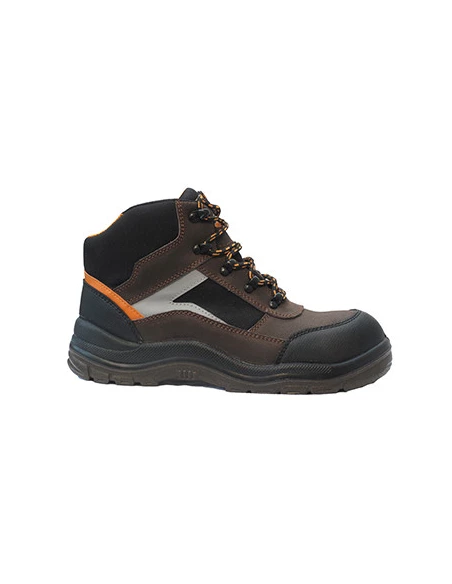 Chaussures de sécurité coupe haute, tige cuir, nubuck et Cordura, doublure Mesh 3D, semelle PU, embout et semelle acier. ISO 203