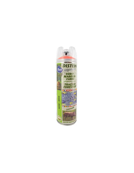 Traceur forestier FLUO ORANGE, aérosol 500 ml. Destiné au marquage de la coupe avec une durée de visibilité de 2 à 3 ans et rési