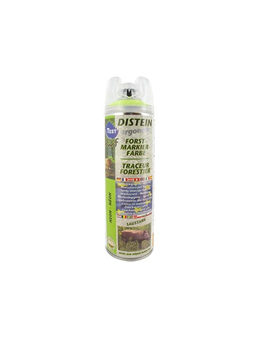 Traceur forestier FLUO JAUNE, aérosol 500 ml. Destiné au marquage de la coupe avec une durée de visibilité de 2 à 3 ans et résis