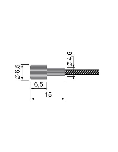 Câble souple 19 fils à embout cylindrique étagé. L totale:2500mm - Ø: ext: 2,5mm.