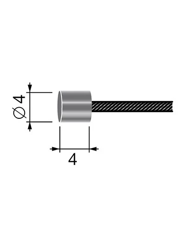 Câble souple 19 fils à embout cylindrique 4x 4mm. L. totale:2500mm - Ø: ext:1,5mm. Avec embout tonneau dans la continuité du câb