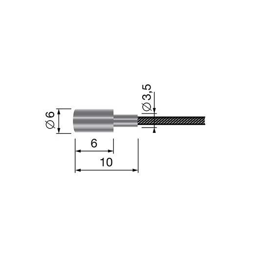 Câble souple 19 fils à embout cylindrique L.totale:2500mm - Ø: ext:2mm.
