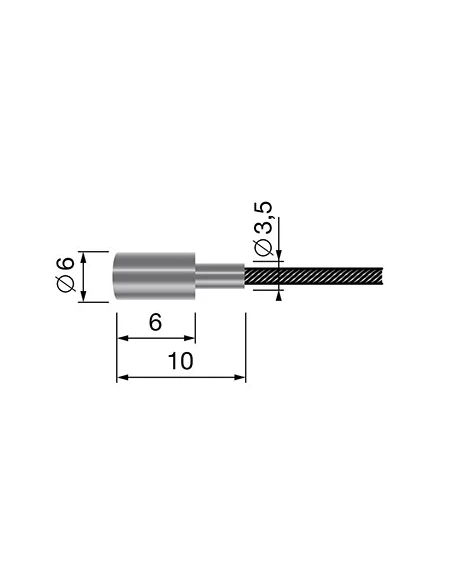 Câble souple 19 fils à embout cylindrique L.totale:2500mm - Ø: ext:2mm.