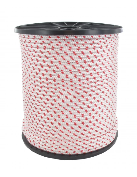 Corde lanceur polyamide blanche avec liseré rouge - L: 100m Ø: 4mm.