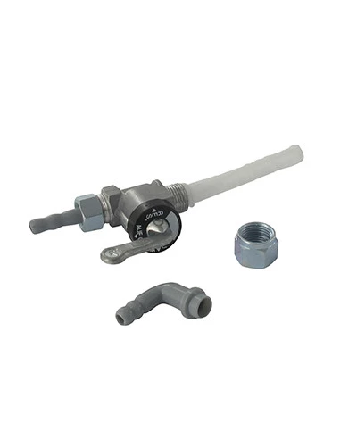 Robinet à essence métallique universel avec Filtre nylon - pour tuyau de Ø: 6mm - filetages: M12 x 100 G