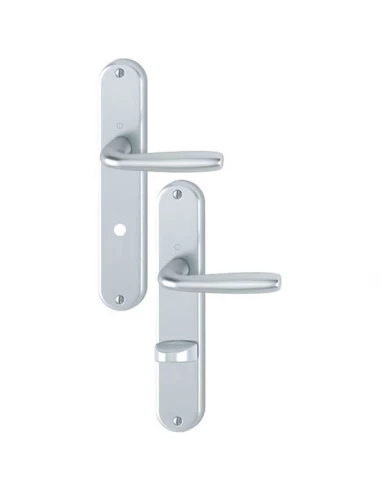 Poignée de porte sur plaque MARIBOR 1766-3022f94 alu satine bec cane à condamnation