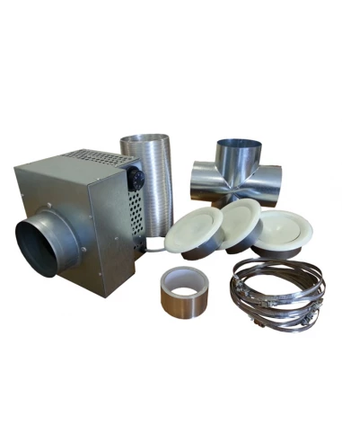 Kit de distribution d'air chaud 3 bouches 350 m3 pour cheminée