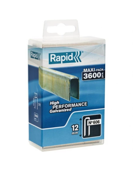 Agrafes n° 606 18mm galva boite plastique 3600 pièces - RAPID