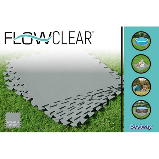 tapis de sol gris pour piscine, 9 pieces, 50 x 50 cm, 2,25m2 de surface couverte