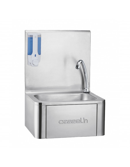 Lave-mains en inox avec robinet et distributeur de savon , commande fémorale - CASSELIN