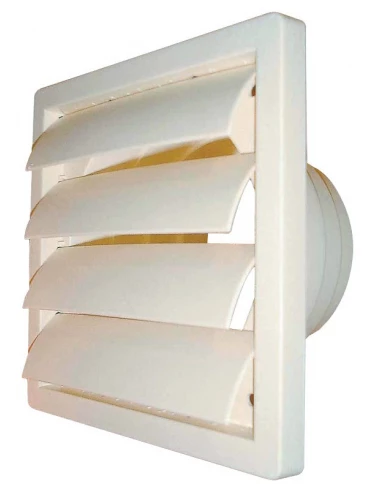 Grille - Bouche d'évacuation à clapet blanc 155 x 155 pour hotte,vmc ou sèche linge - DMO