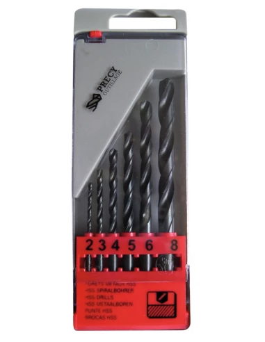 Coffret forets métaux précy hss standard 6 forets 2 à 8