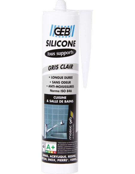 Silicone tous supports gris cartouche 280 ml gris clair - GEB
