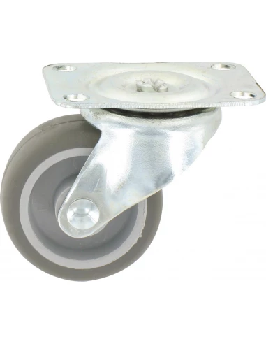 Roulette mini roll à platine pivotante roue plastex gris 54 x 42