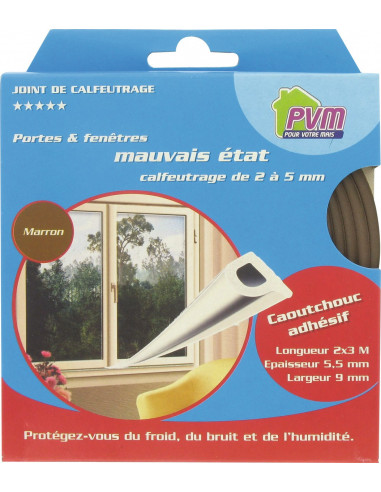 Joint caoutchouc profil p 6m 9mm marron