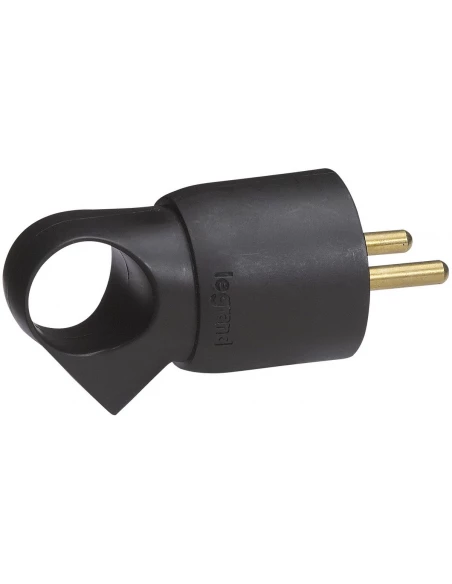 Fiche plastique avec anneau 2p+t 16 a male noir