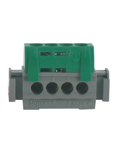 Bornier 1 fonction 4 trous terre vert