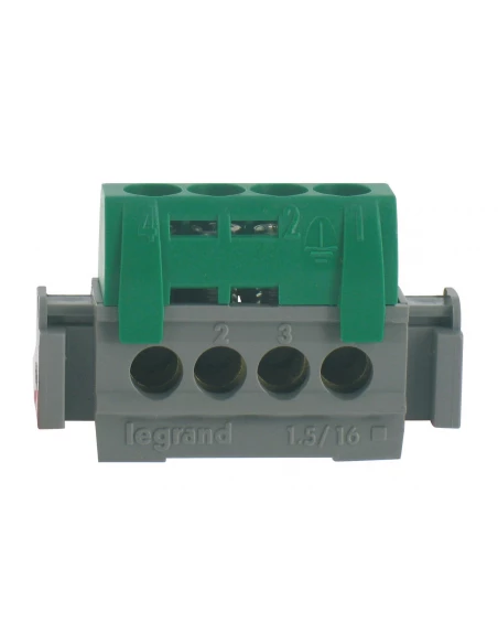 Bornier 1 fonction 4 trous terre vert